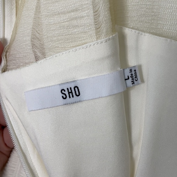 SHO Tadashi Shoji Long Sleeve White Cocktail Dress Size L - Picture 7 of 10